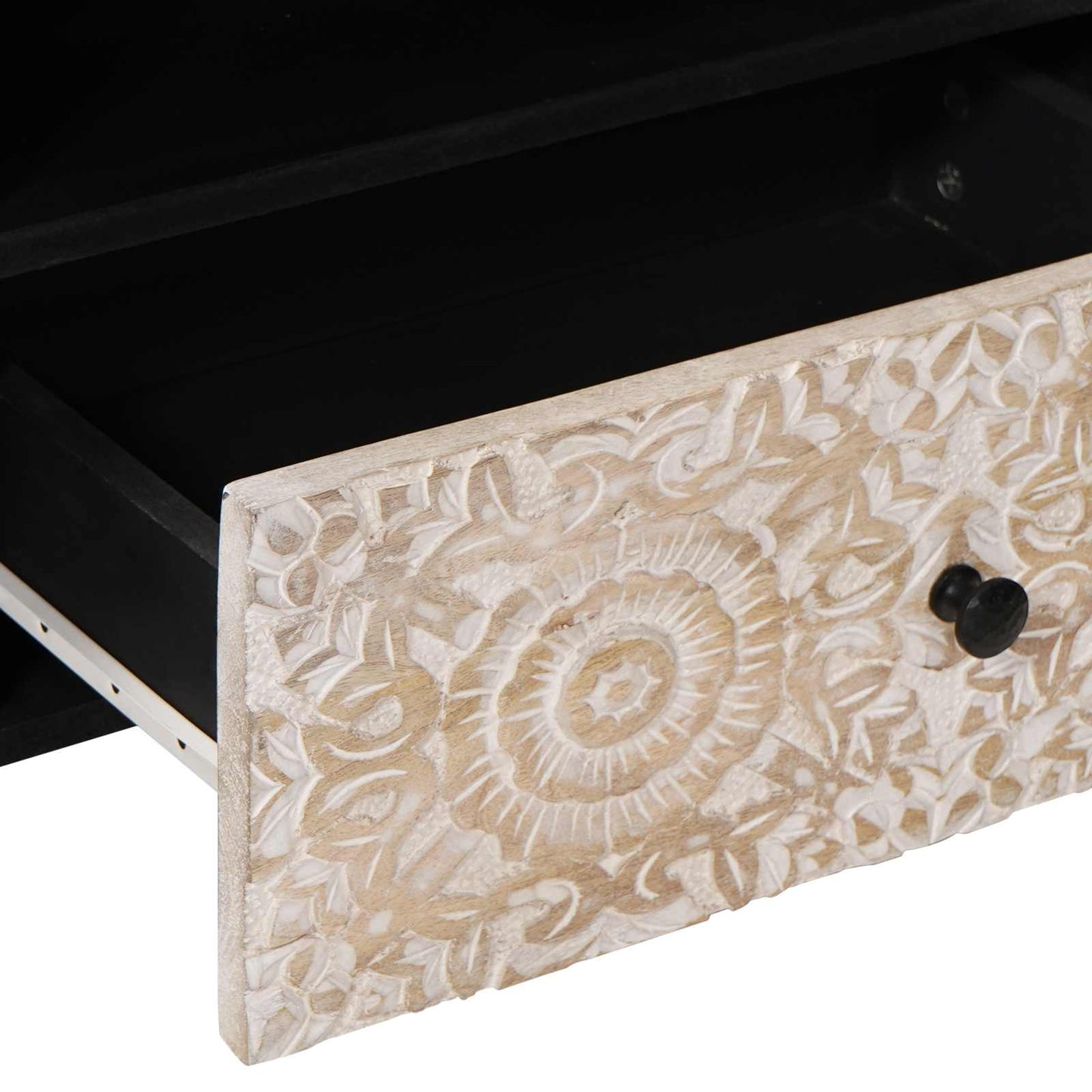 TV-skab Hvid 80 x 33,5 x 46 cm Massivt mangotræ