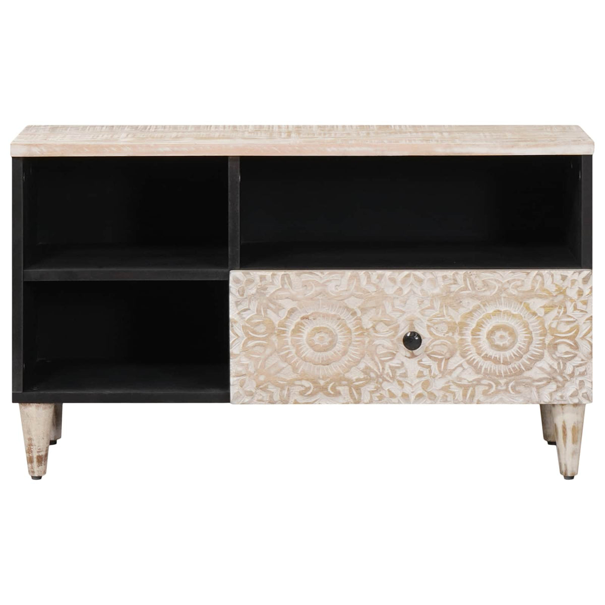 TV-skab Hvid 80 x 33,5 x 46 cm Massivt mangotræ