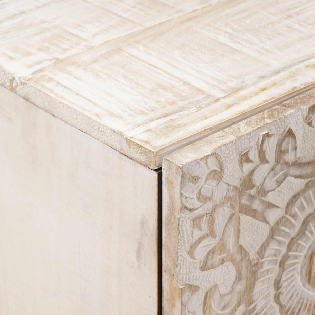 Sideboard med dør Hvid 40 x 33,5 x 75 cm Massivt mangotræ
