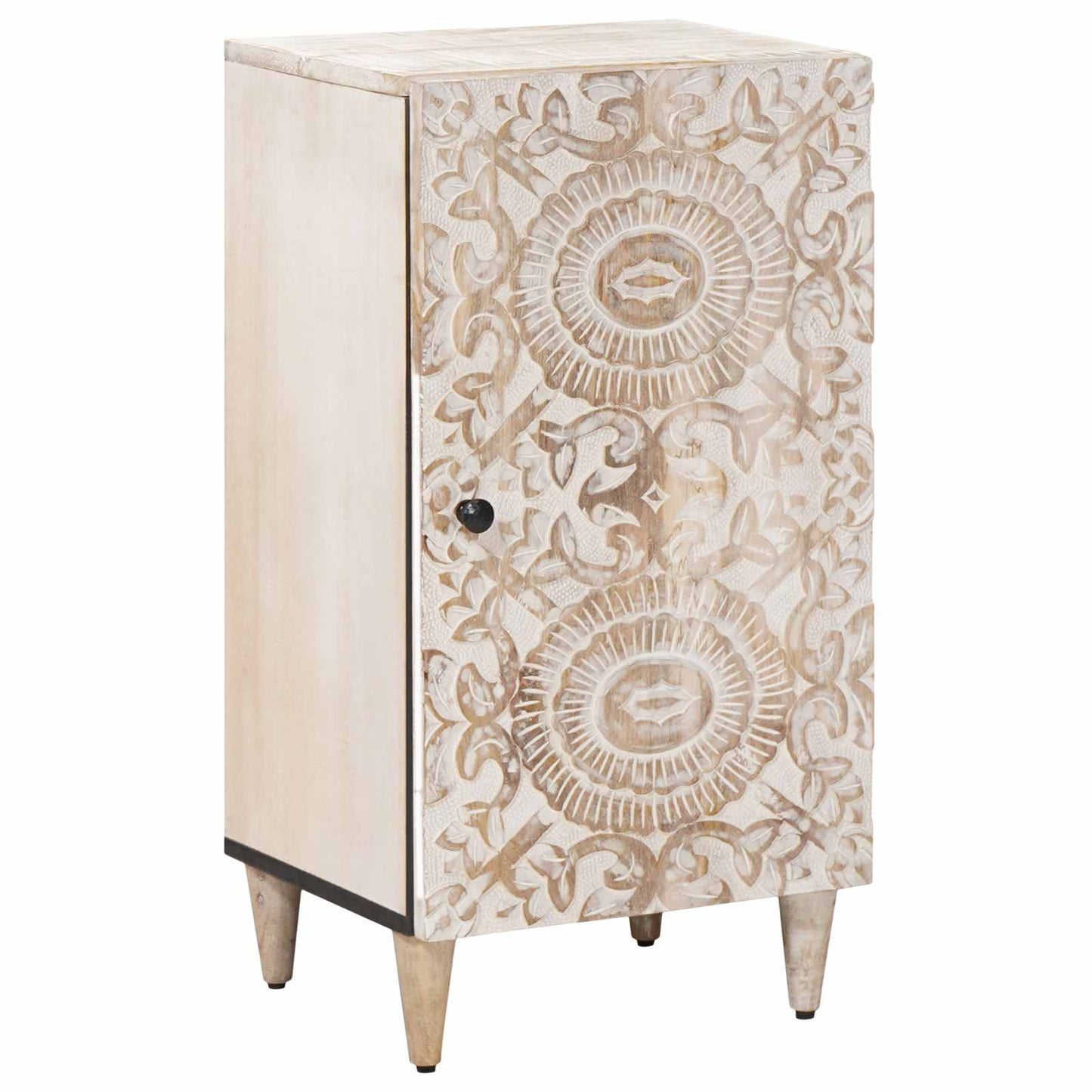 Sideboard med dør Hvid 40 x 33,5 x 75 cm Massivt mangotræ