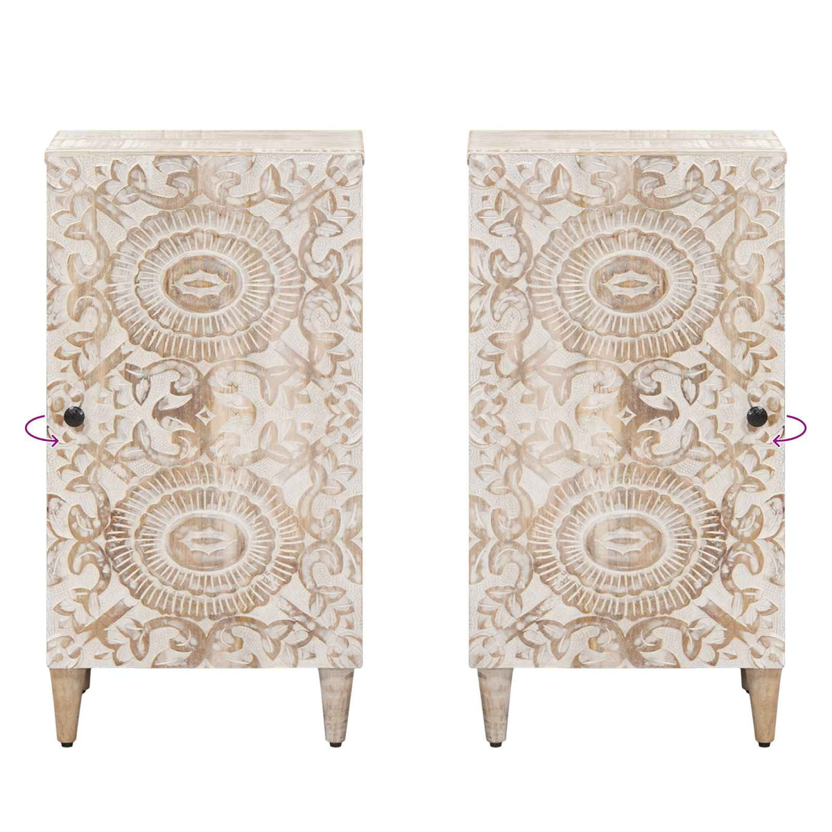 Sideboard med dør Hvid 40 x 33,5 x 75 cm Massivt mangotræ