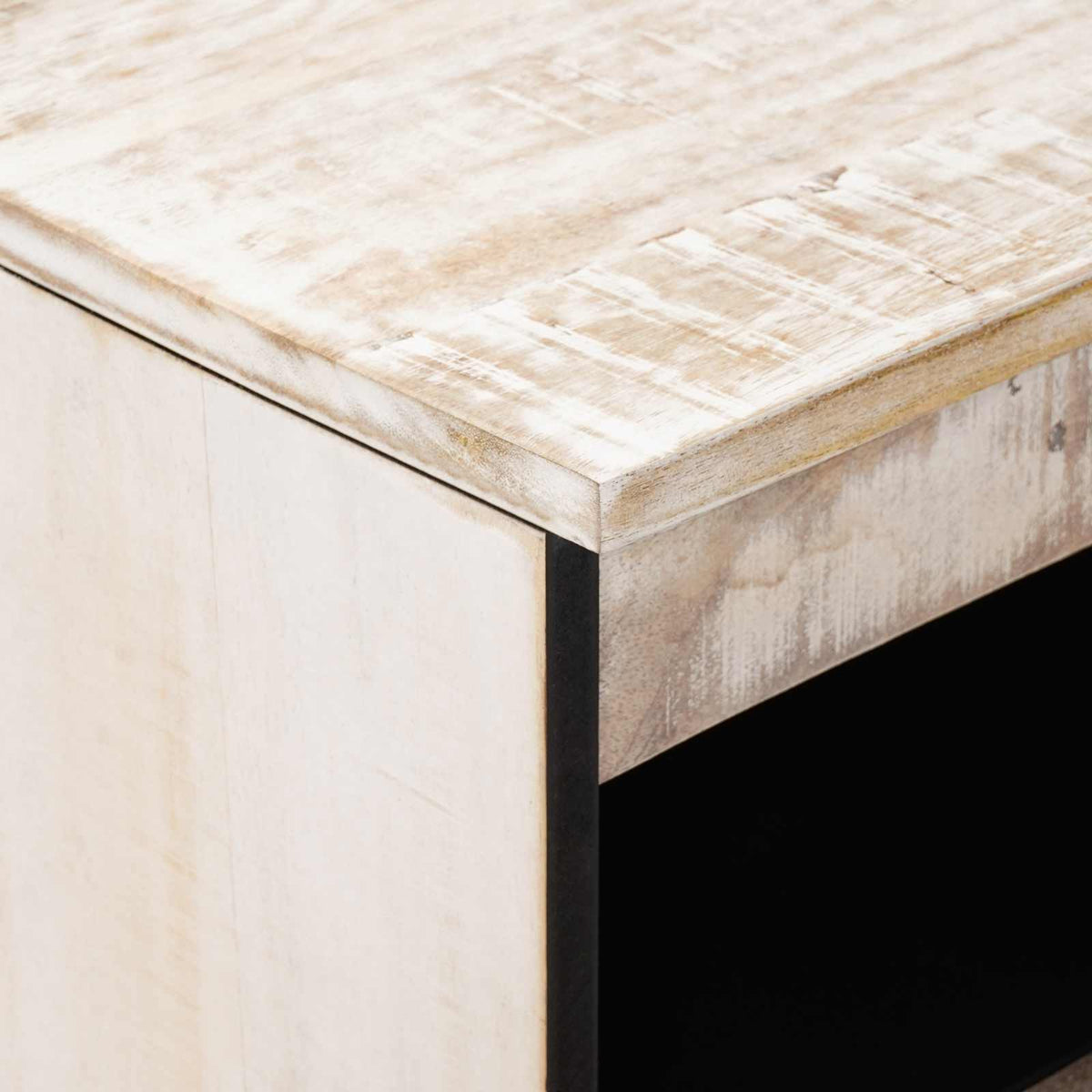 Sideboard med dør Hvid 60 x 33,5 x 75 cm Massivt mangotræ