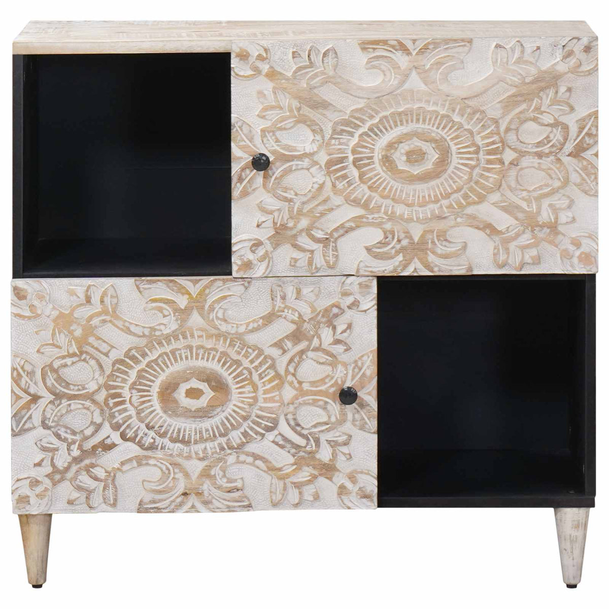 Sideboard med dør Hvid 80 x 33,5 x 75 cm Massivt mangotræ