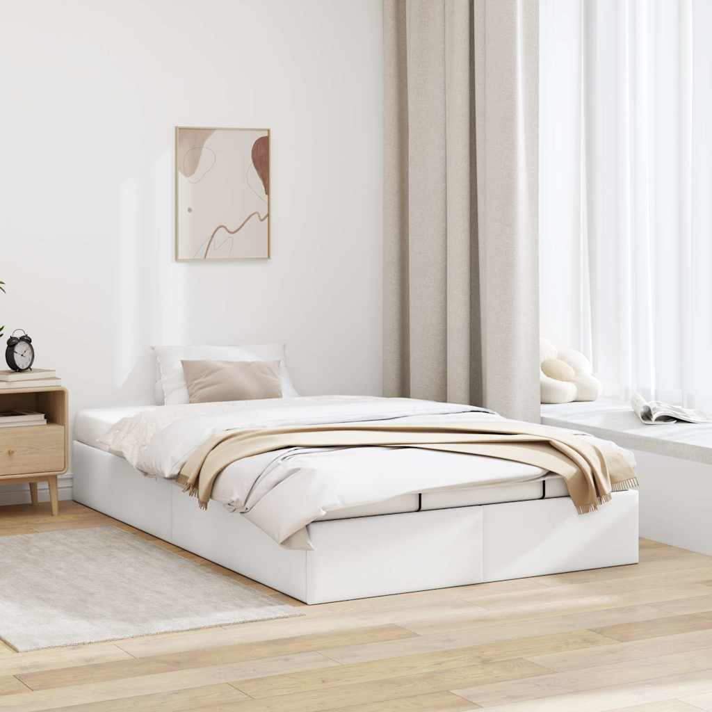 osmannisk sengeramme med madras 120x190 cm kunstlæder hvid