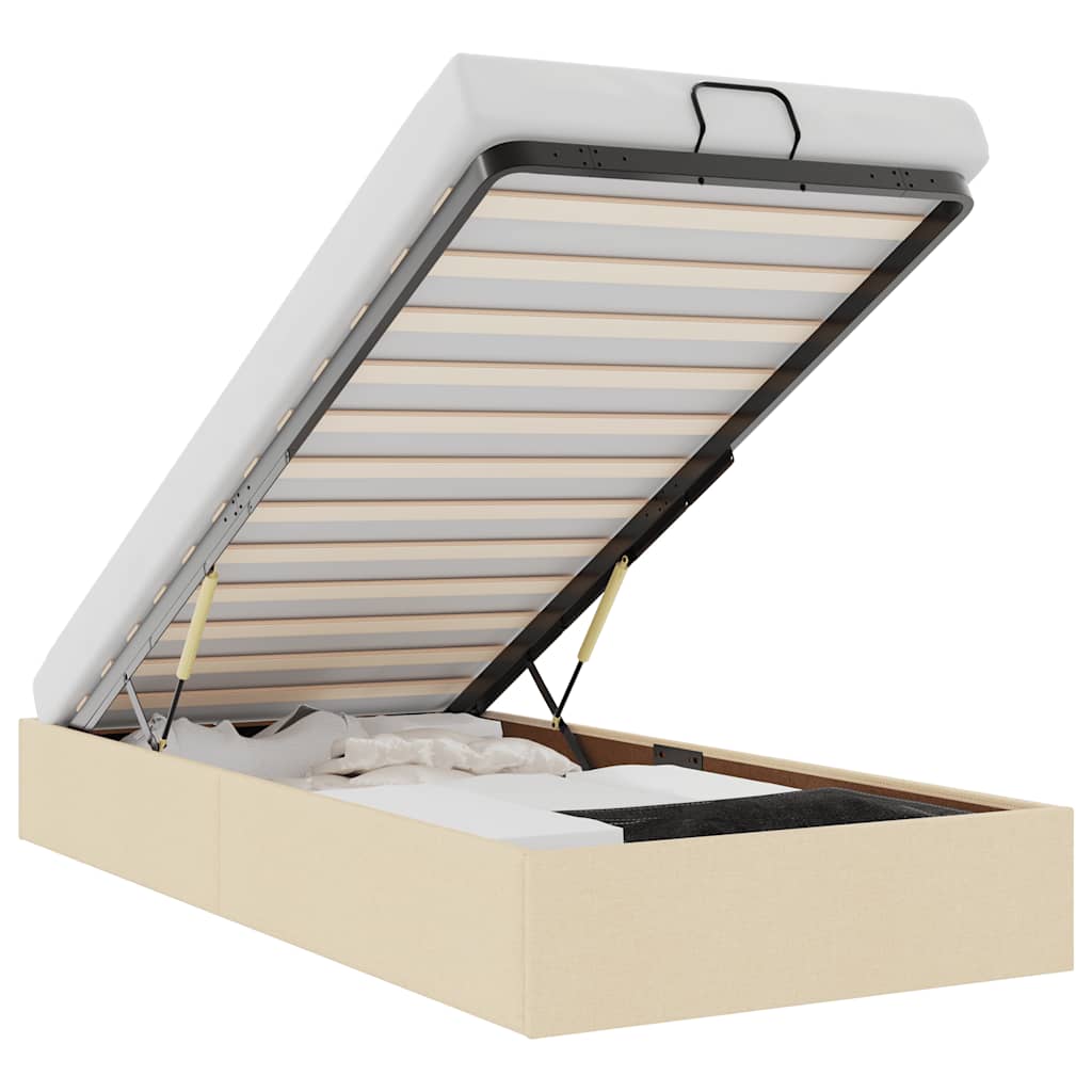 osmannisk sengeramme uden madras 90x190 cm stof cremefarvet