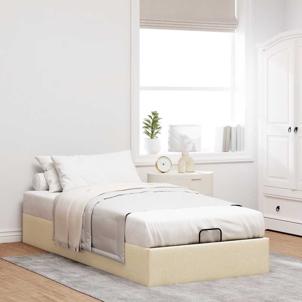 osmannisk sengeramme uden madras 90x190 cm stof cremefarvet