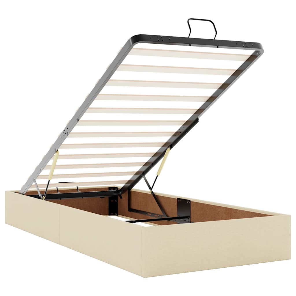 osmannisk sengeramme uden madras 90x190 cm stof cremefarvet