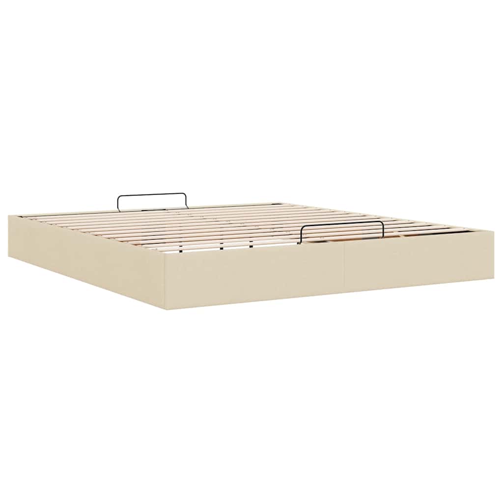 osmannisk sengeramme uden madras 200x200 cm stof cremefarvet