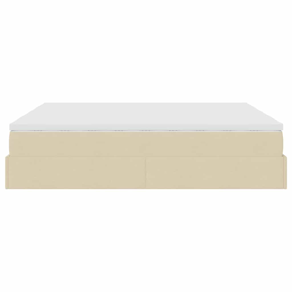 osmannisk sengeramme med madrasser 200x200 cm stof cremefarvet