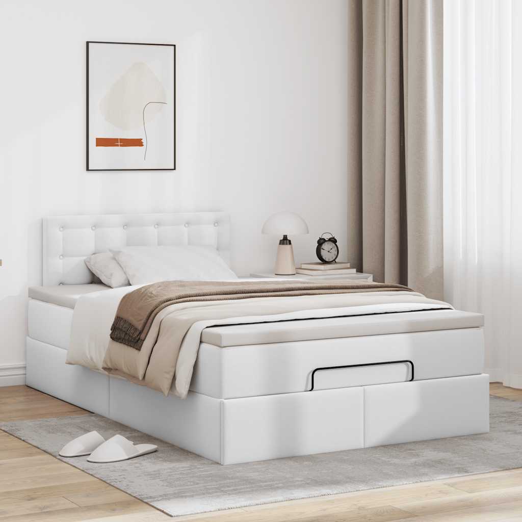 osmannisk sengeramme med madras 120x190 cm kunstlæder hvid