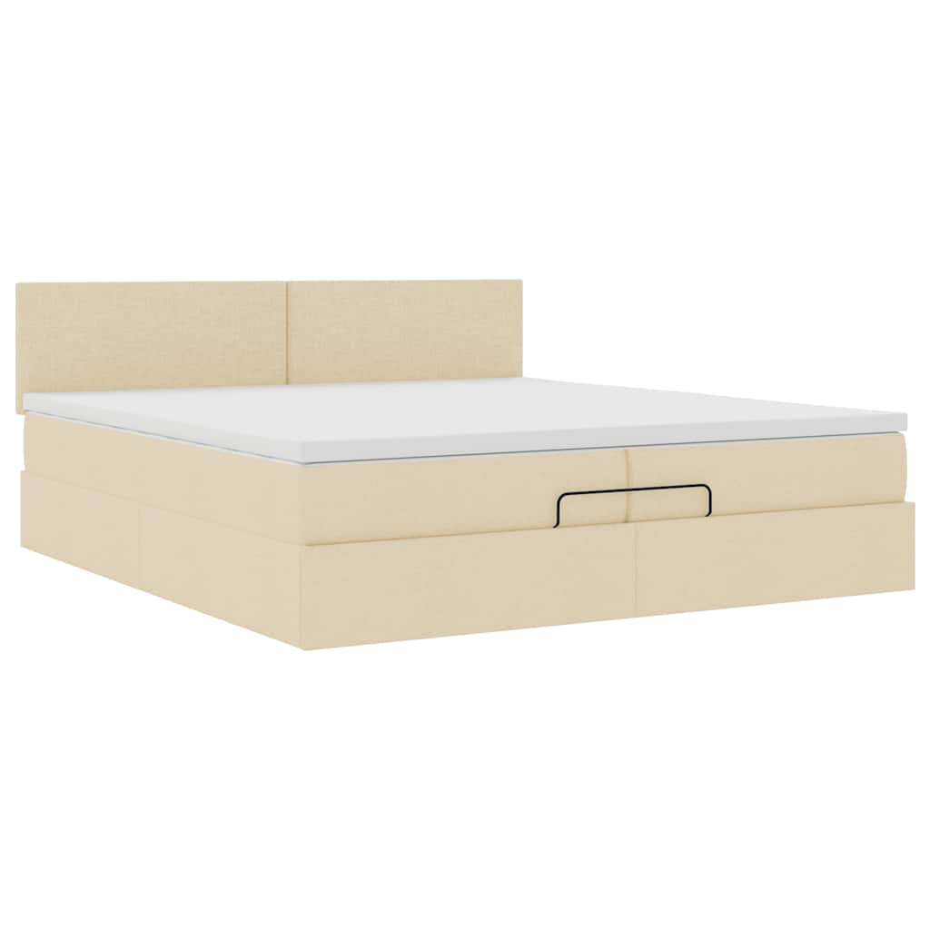 osmannisk sengeramme med madras 200x200 cm stof cremefarvet