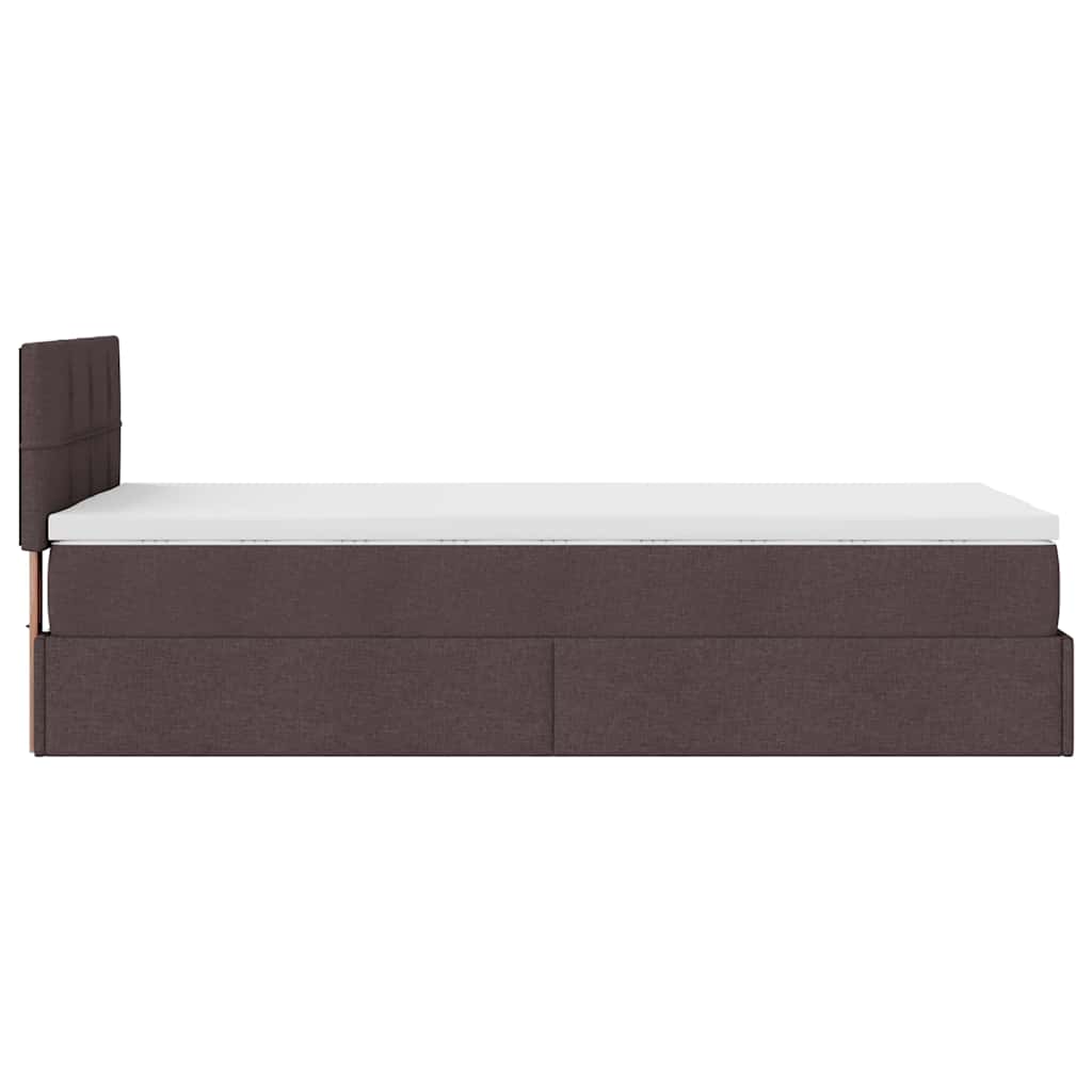 ottoman seng med madras 90x200 cm stof mørkebrun