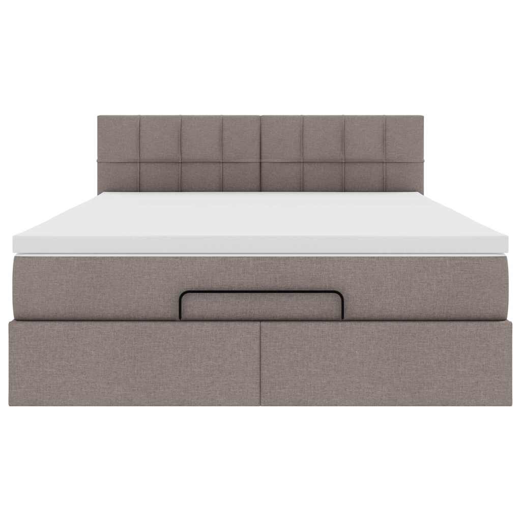 ottoman seng med madras 140x200 cm stof gråbrun
