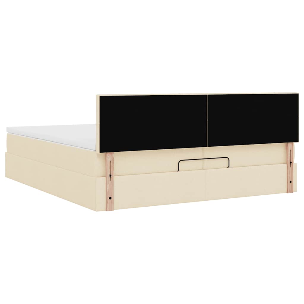 osmannisk sengeramme med madras 200x200 cm stof cremefarvet