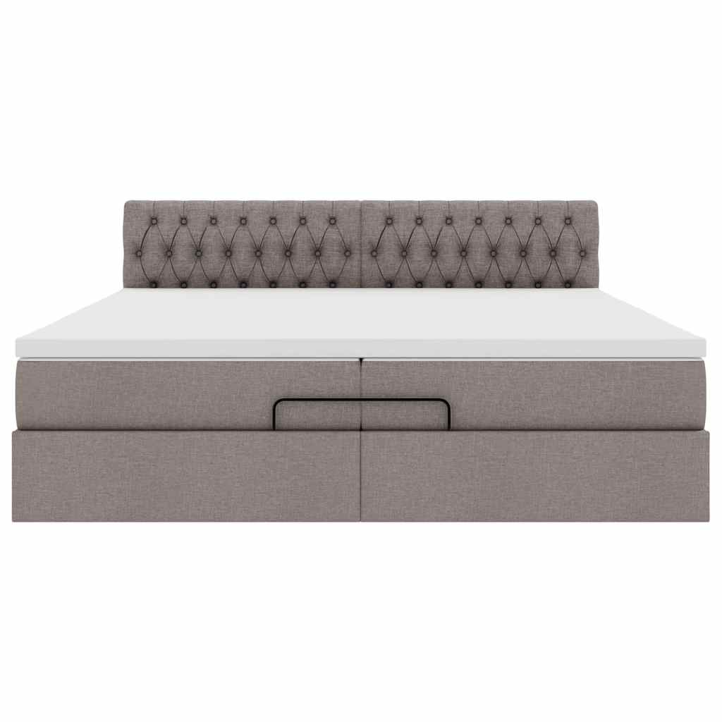 osmannisk sengeramme med madras 200x200 cm stof gråbrun