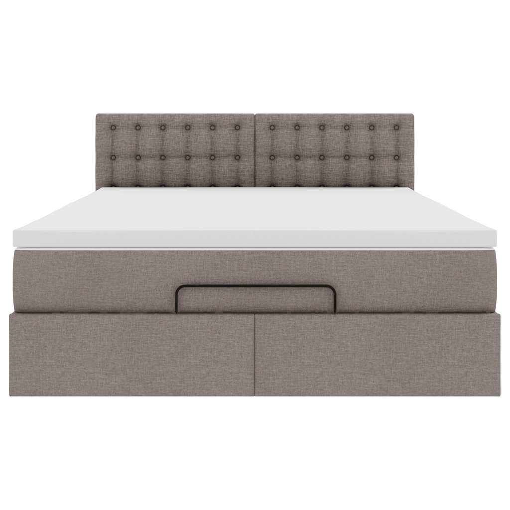 ottoman seng med madras 140x200 cm stof gråbrun