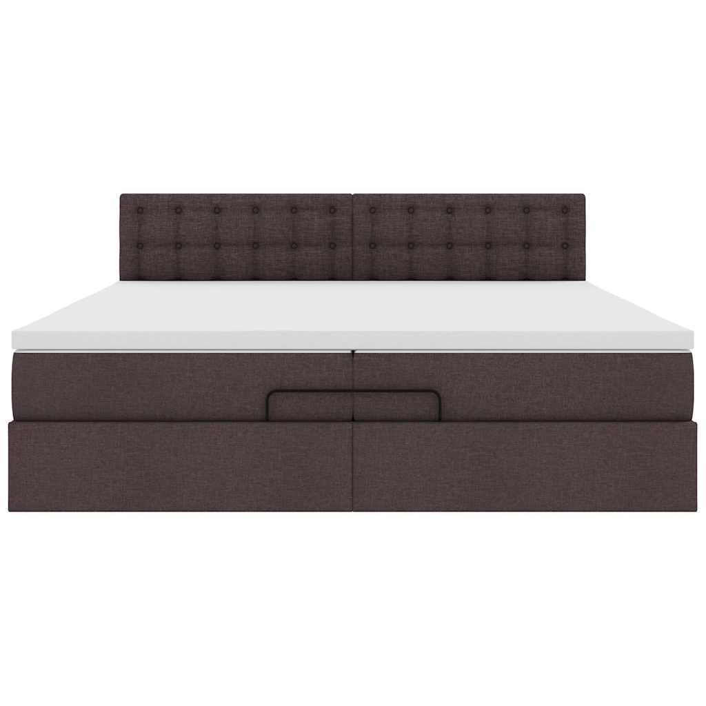 osmannisk sengeramme med madras 200x200 cm stof mørkebrun