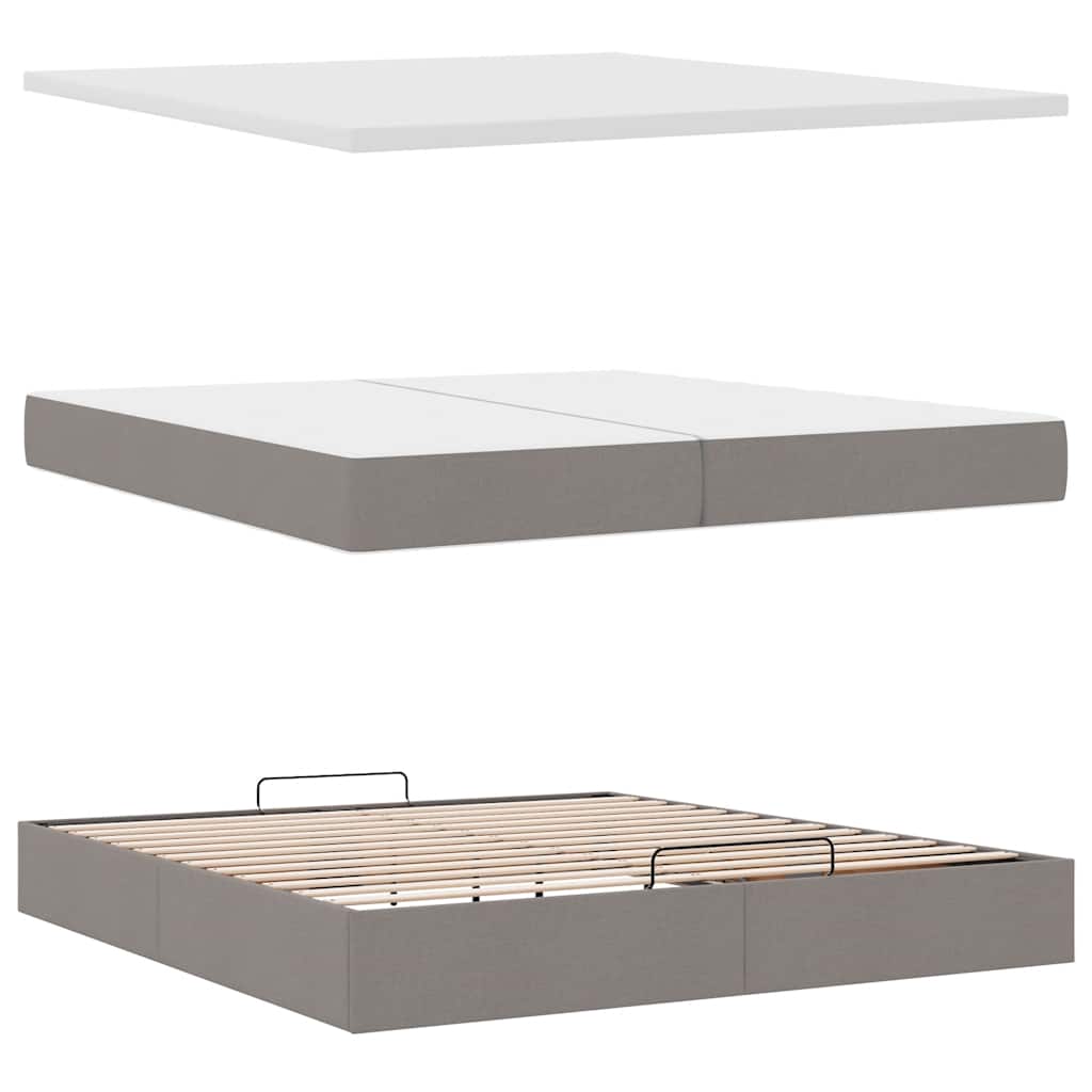 osmannisk sengeramme med madras 200x200 cm stof gråbrun