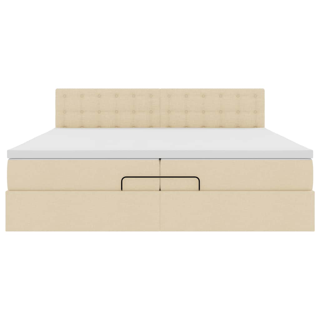 osmannisk sengeramme med madras 200x200 cm stof cremefarvet