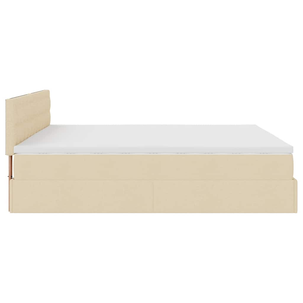 osmannisk sengeramme med madras 200x200 cm stof cremefarvet