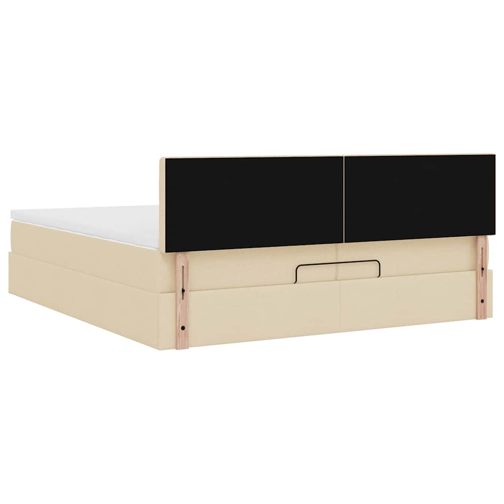osmannisk sengeramme med madras 200x200 cm stof cremefarvet