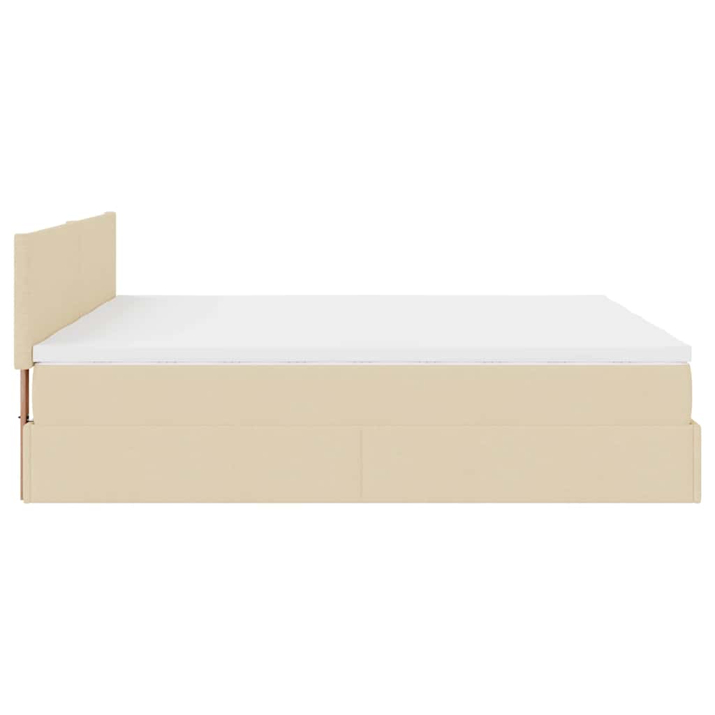 osmannisk sengeramme med madrasser 200x200 cm stof cremefarvet