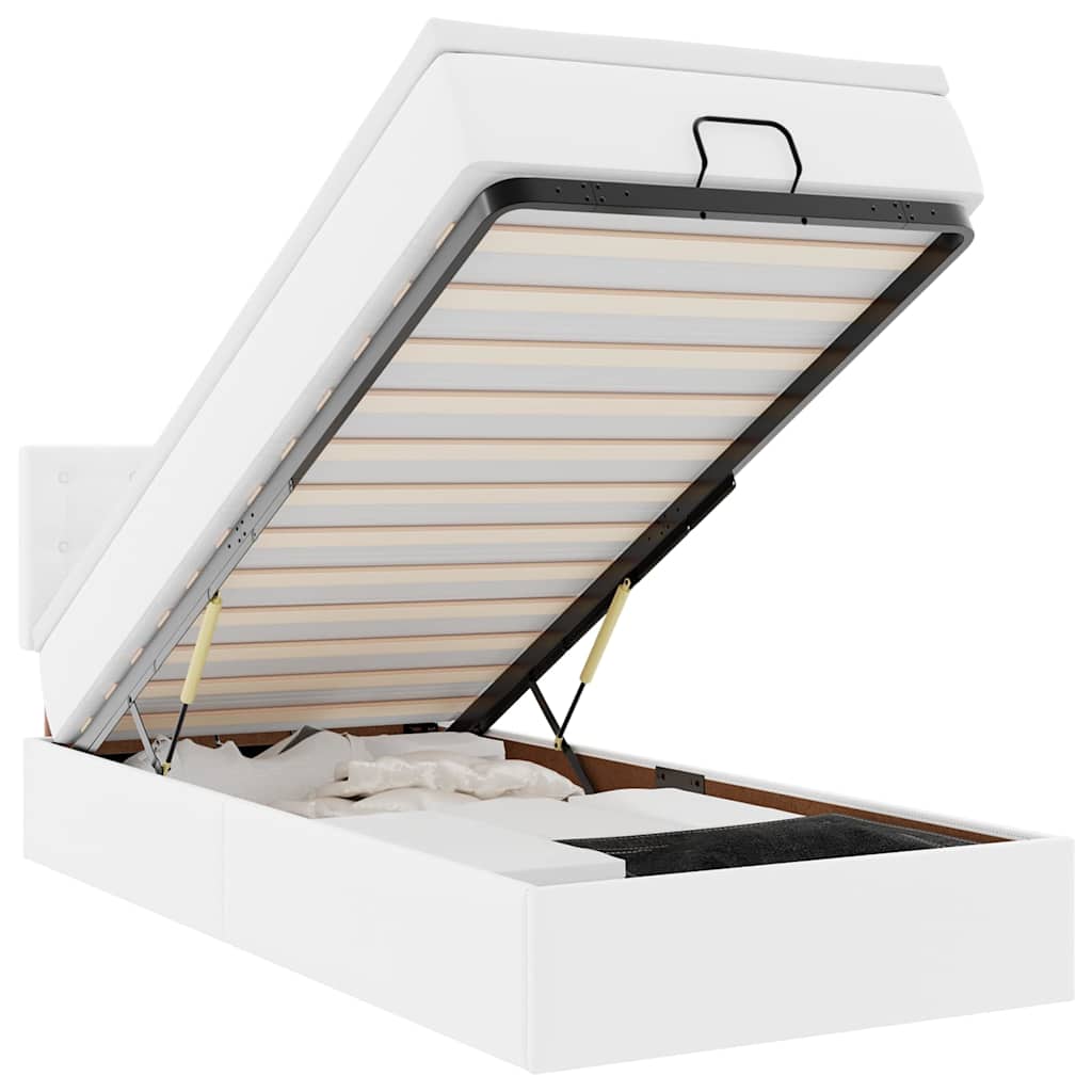 osmannisk sengeramme med madras 90x200 cm kunstlæder hvid