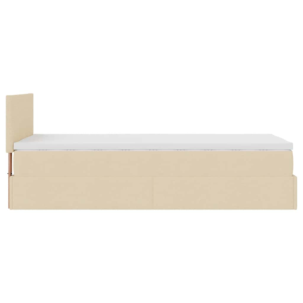 osmannisk sengeramme med madras 80x200 cm stof cremefarvet