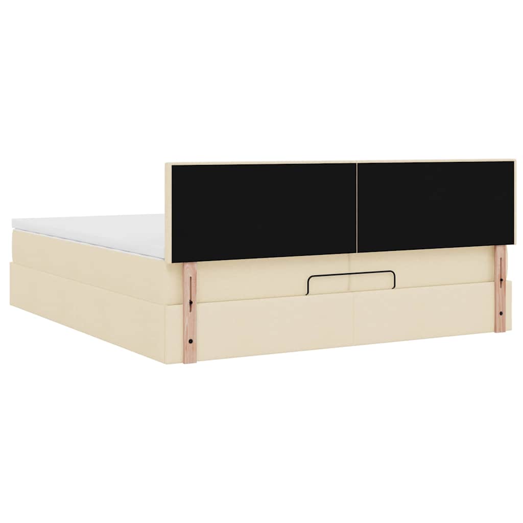 osmannisk sengeramme med madrasser 200x200 cm stof cremefarvet