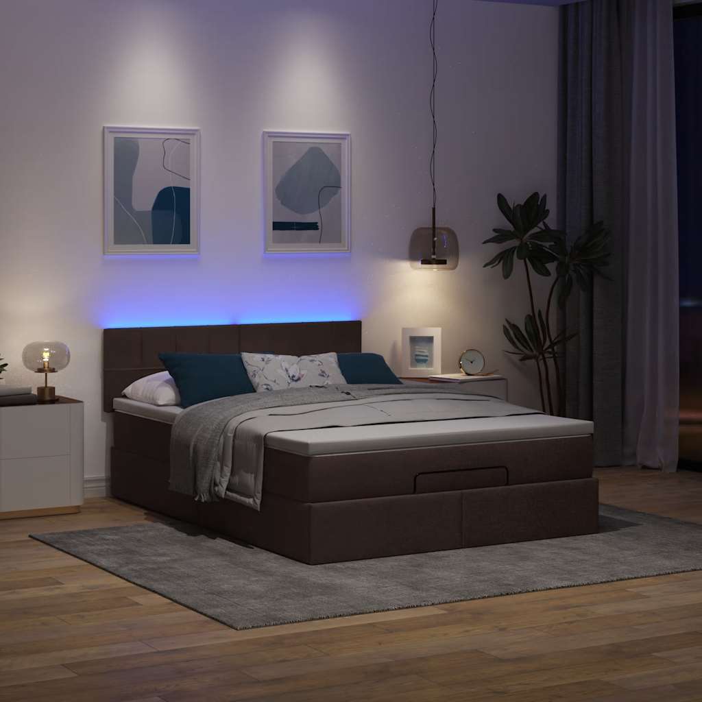 osmannisk sengeramme med madras 140x200 cm stof mørkebrun