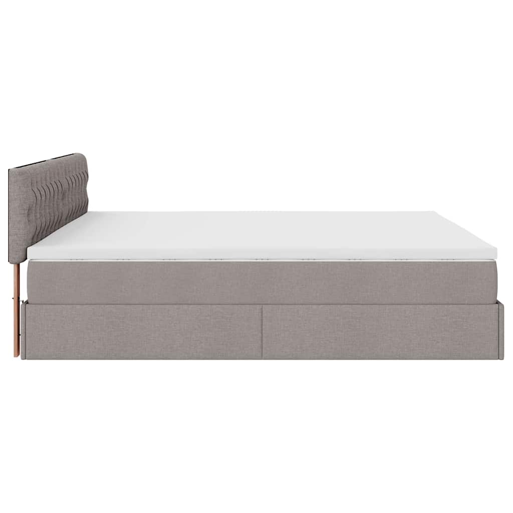 osmannisk sengeramme med madrasser 200x200 cm stof gråbrun