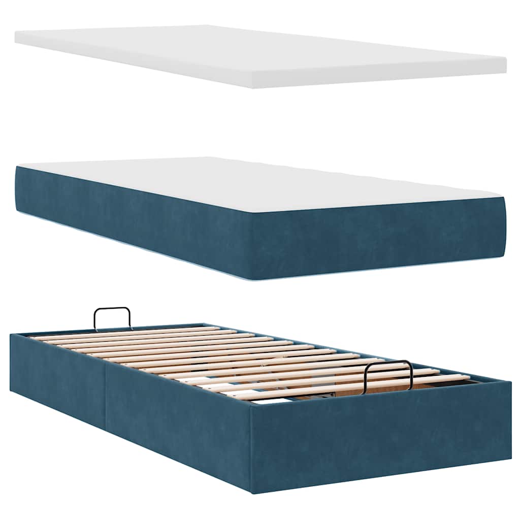 osmannisk sengeramme med madras 90x200 cm fløjl mørkeblå