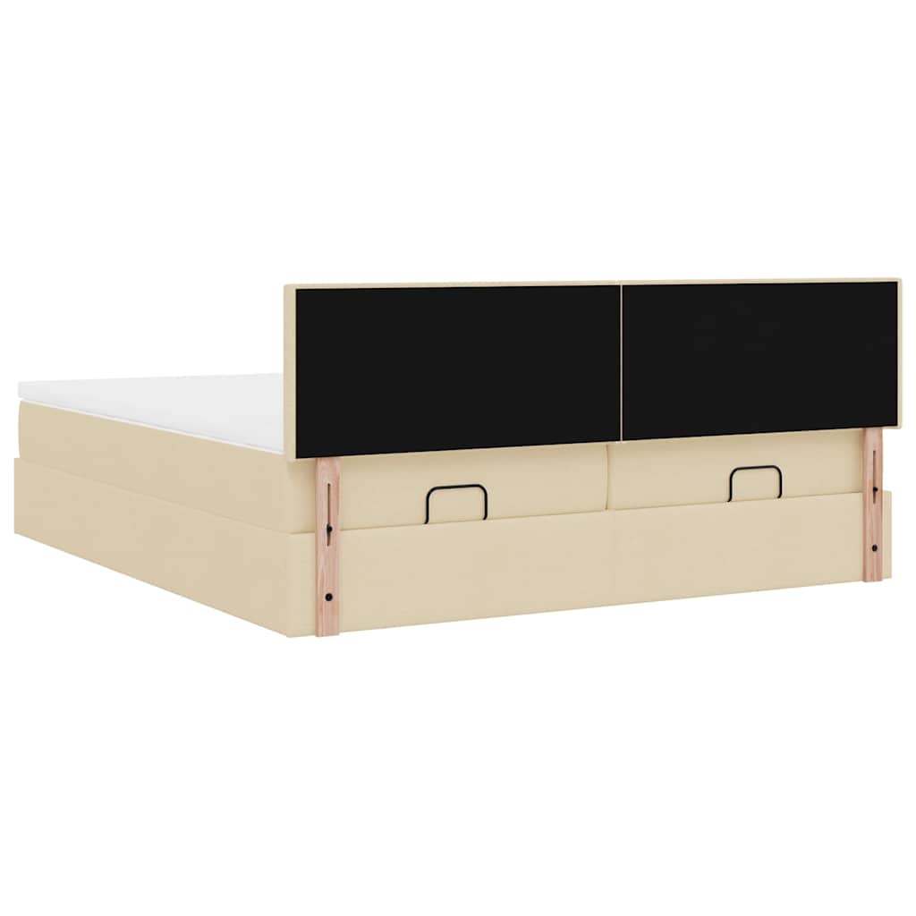 osmannisk sengeramme med madrasser 200x200 cm stof cremefarvet