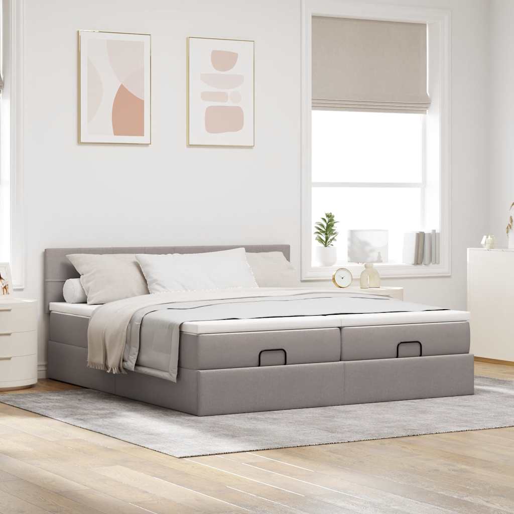 osmannisk sengeramme med madrasser 180x200 cm stof gråbrun