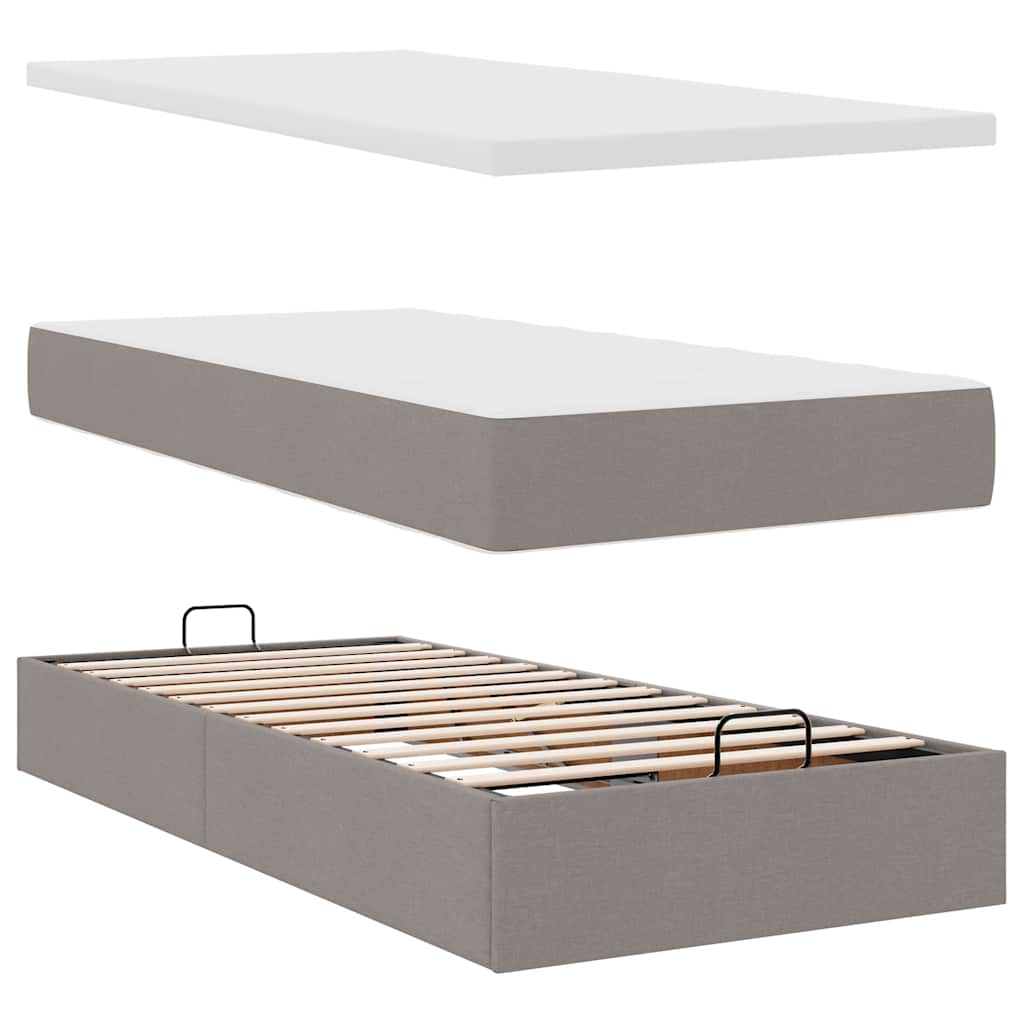 osmannisk sengeramme med madrasser 180x200 cm stof gråbrun