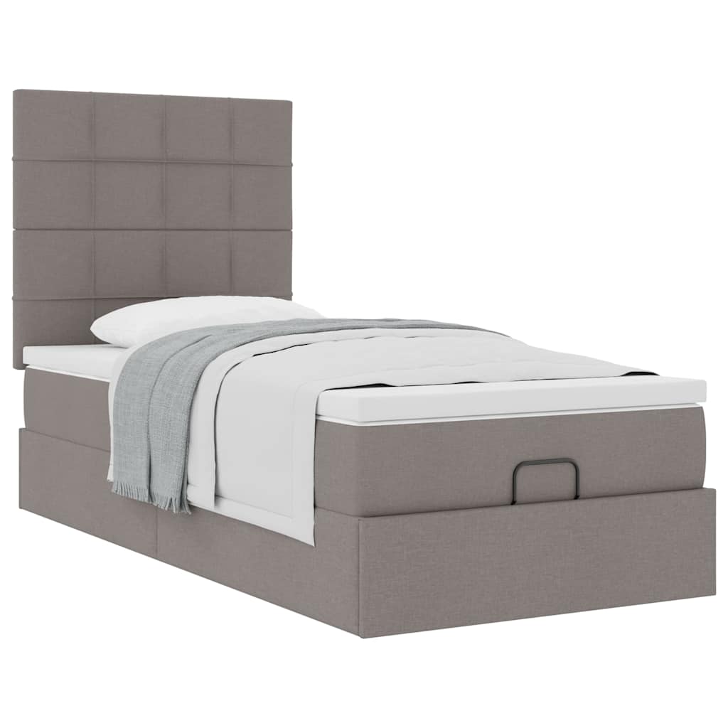 osmannisk sengeramme med madras 90x190 cm stof gråbrun