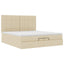 osmannisk sengeramme med madrasser 200x200 cm stof cremefarvet