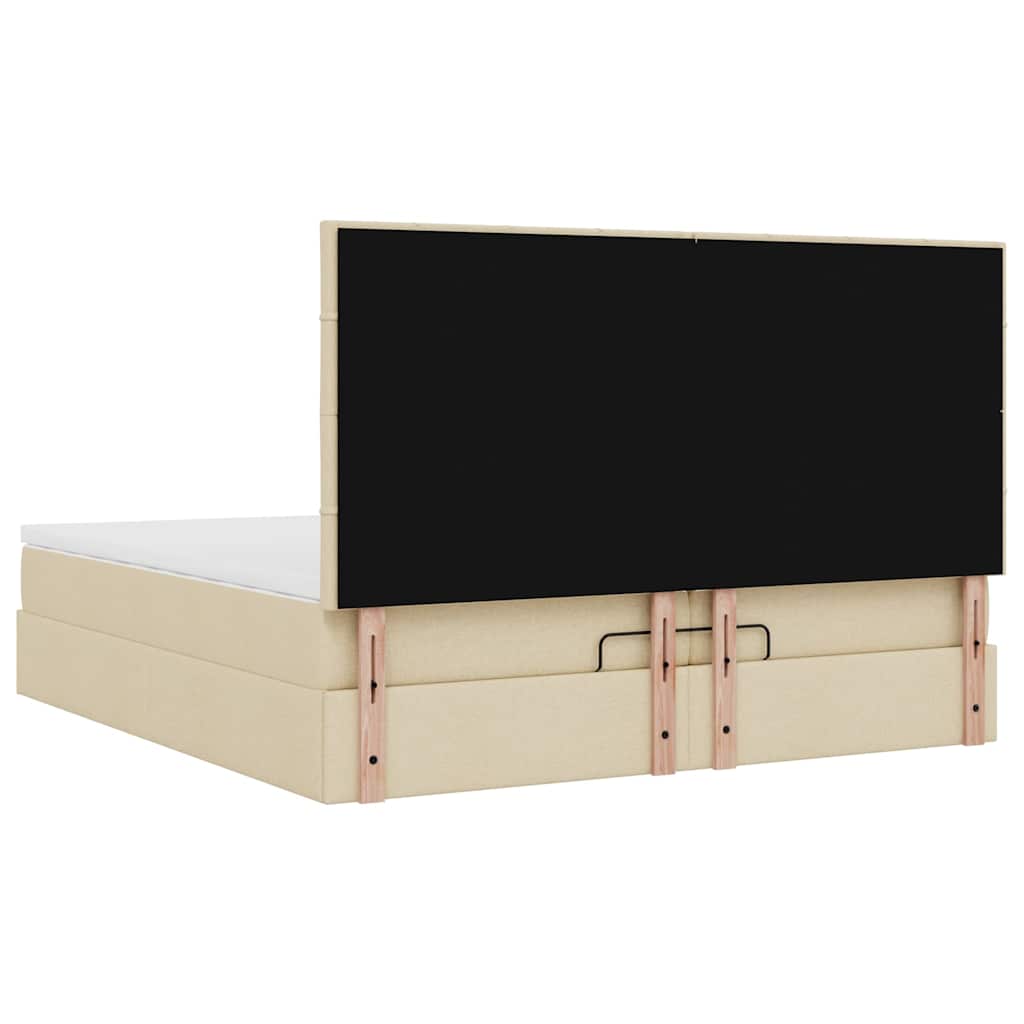 osmannisk sengeramme med madrasser 200x200 cm stof cremefarvet