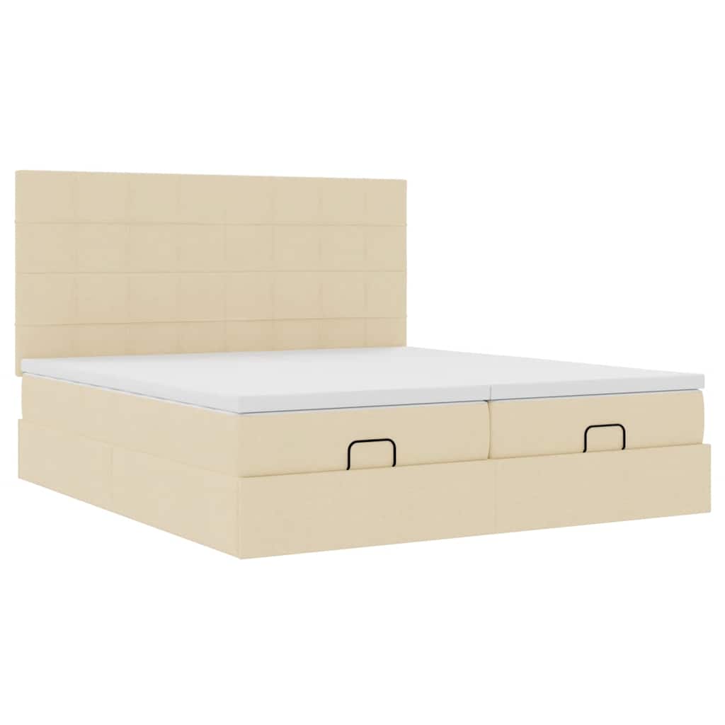 osmannisk sengeramme med madrasser 200x200 cm stof cremefarvet