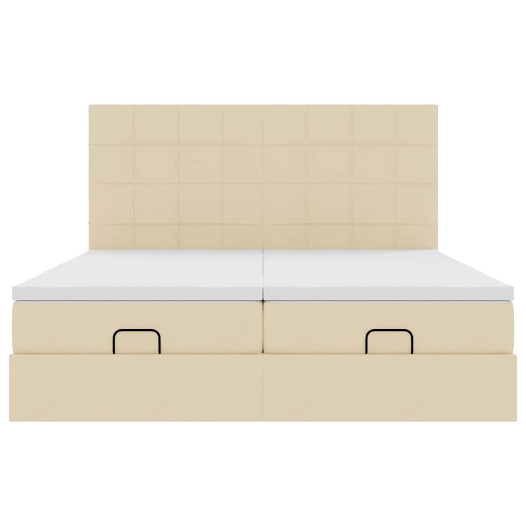 osmannisk sengeramme med madrasser 200x200 cm stof cremefarvet