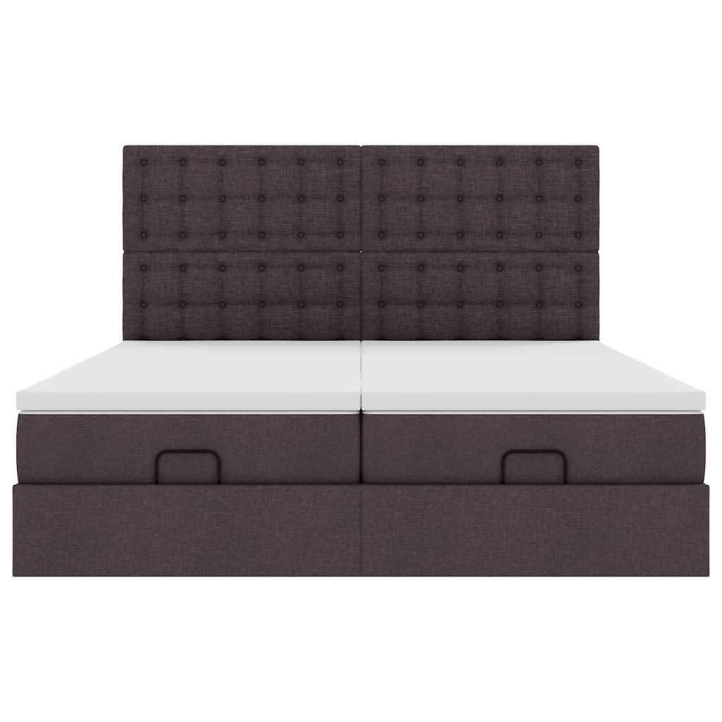 osmannisk sengeramme med madrasser 200x200 cm stof mørkebrun