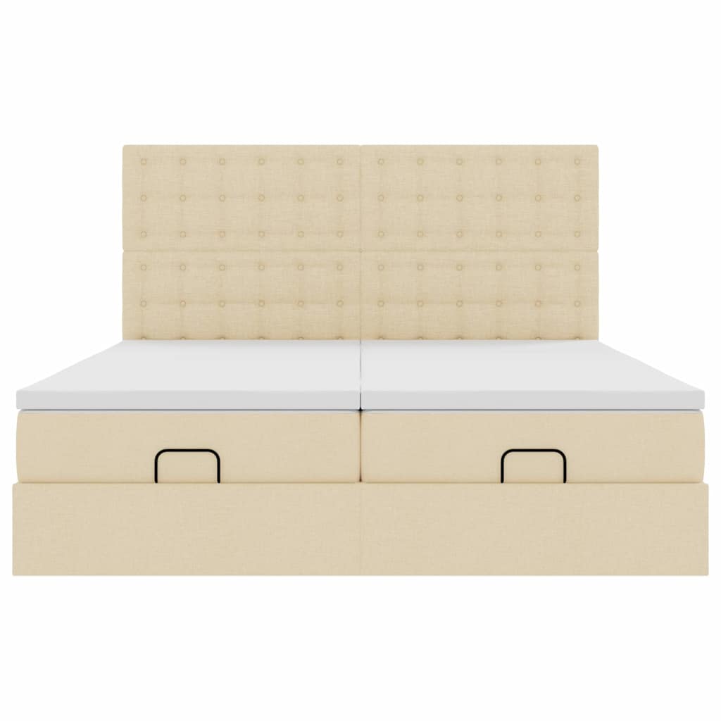 osmannisk sengeramme med madrasser 200x200 cm stof cremefarvet