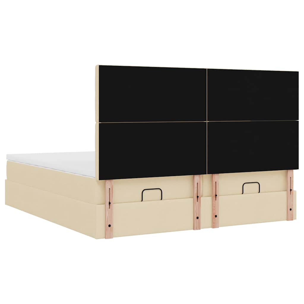 osmannisk sengeramme med madrasser 200x200 cm stof cremefarvet