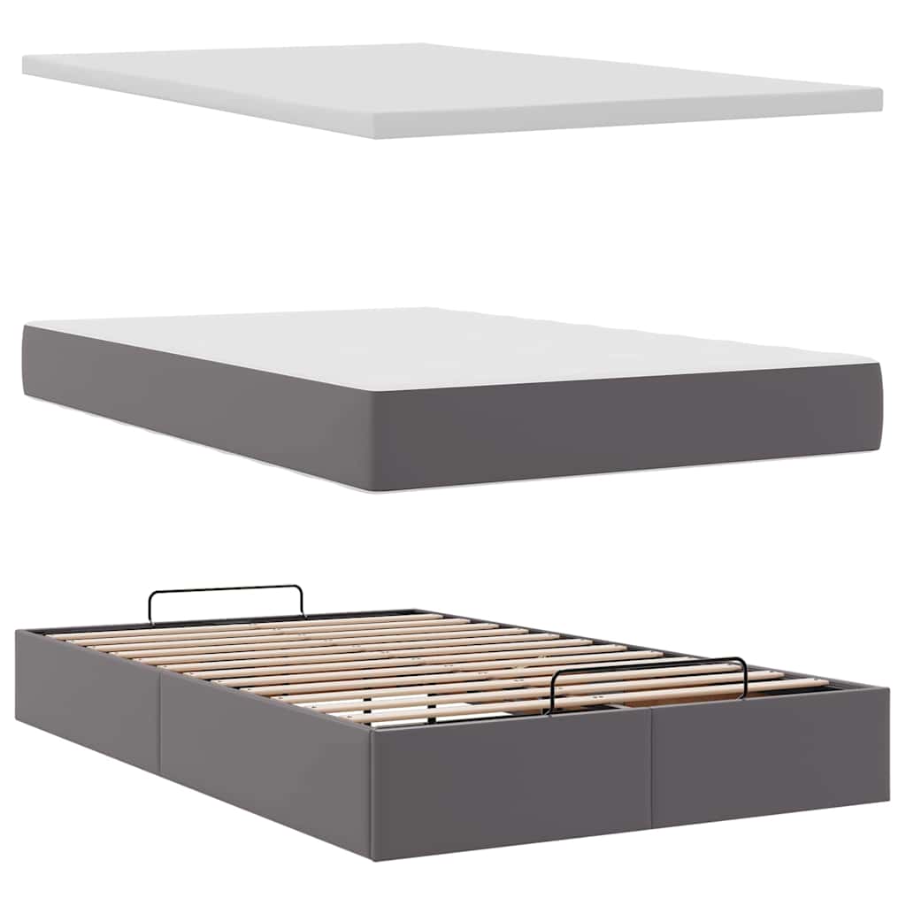 osmannisk sengeramme med madras 120x200 cm kunstlæder grå