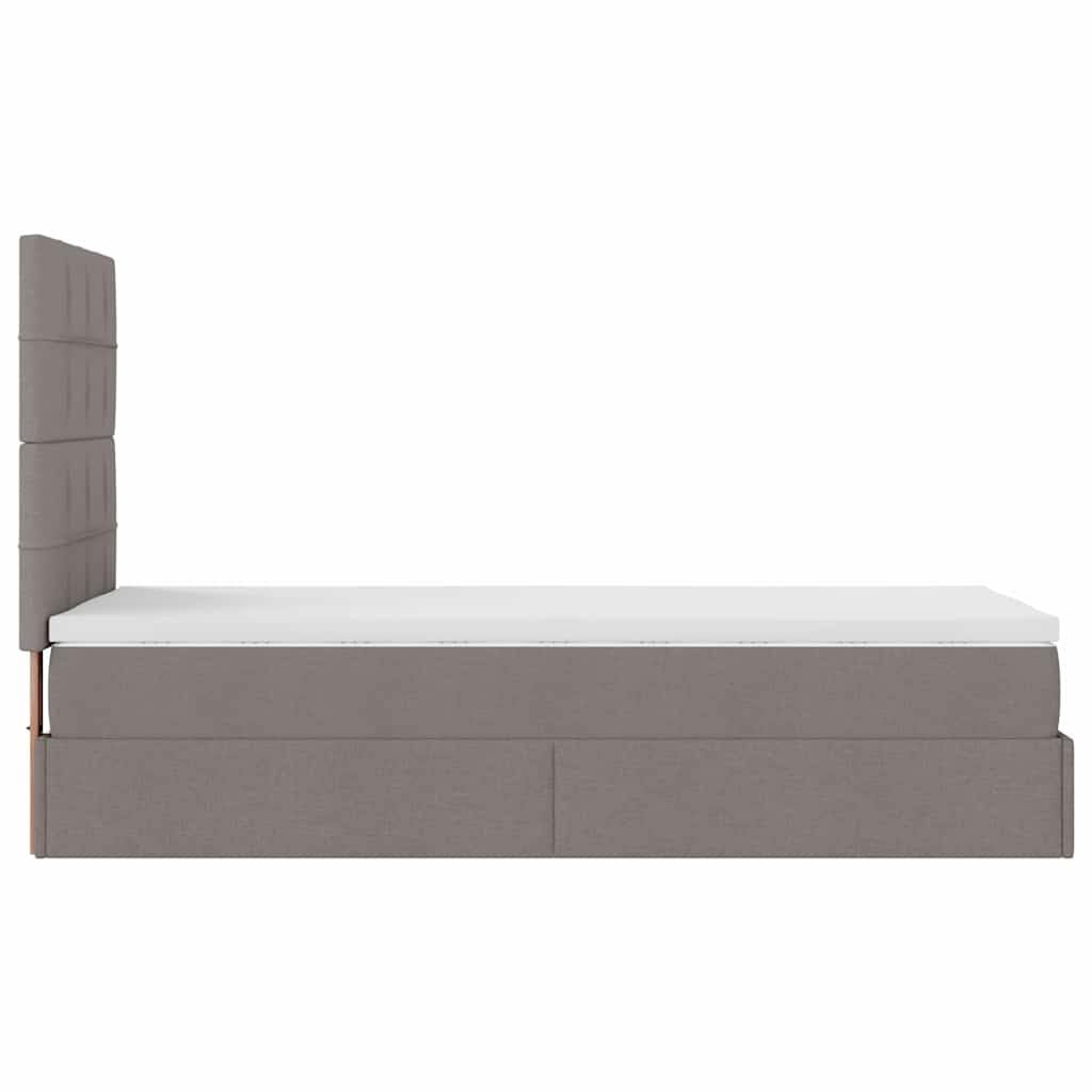 osmannisk sengeramme med madras 90x190 cm stof gråbrun