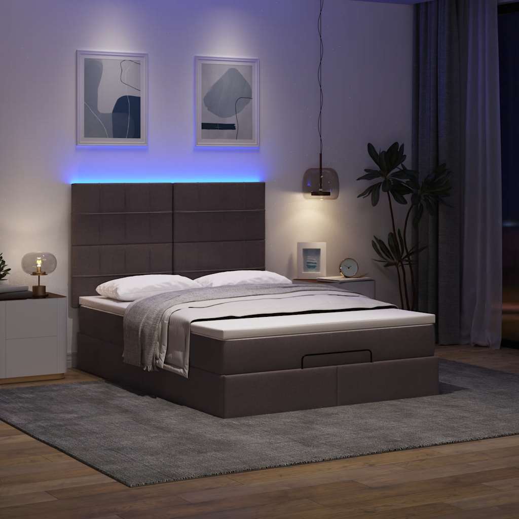 osmannisk sengeramme med madras 140x200 cm stof mørkebrun