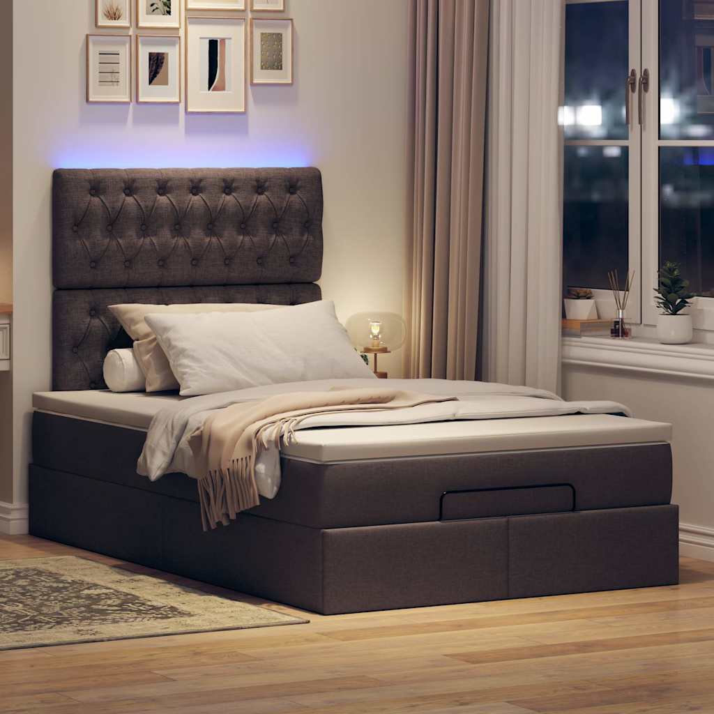 osmannisk sengeramme med madras 120x200 cm stof mørkebrun