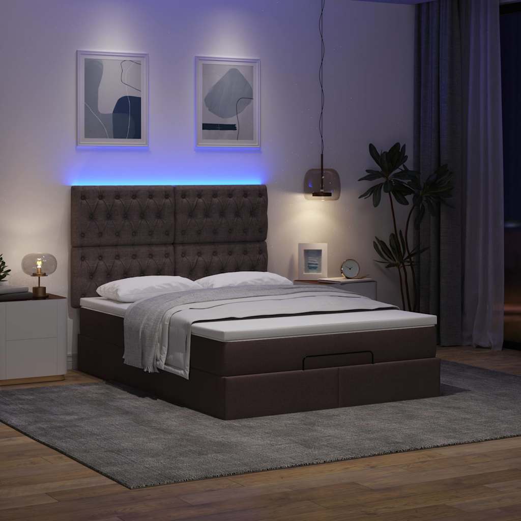 osmannisk sengeramme med madras 140x200 cm stof mørkebrun