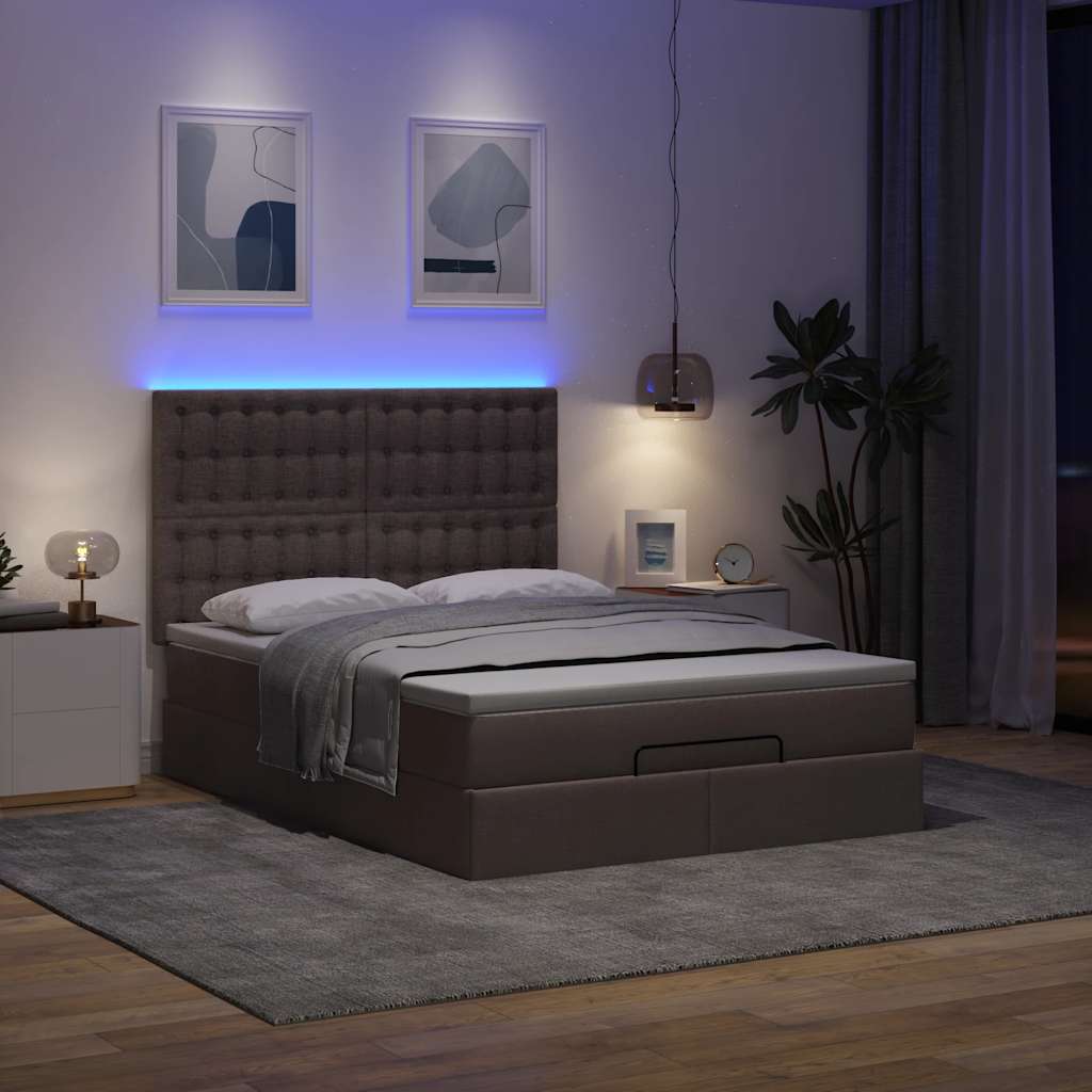 osmannisk sengeramme med madras 140x200 cm stof mørkebrun