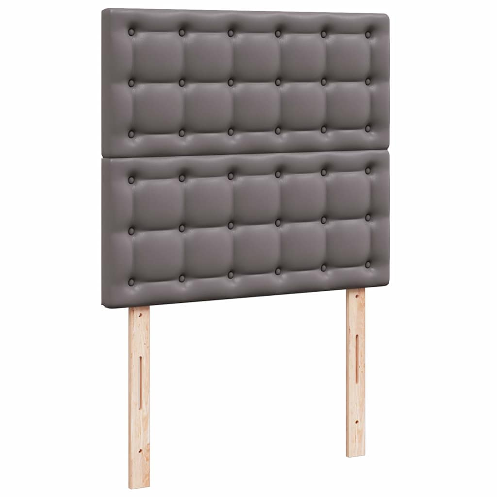 osmannisk seng med madrasser & LEDs 160x200 cm kunstlæder grå